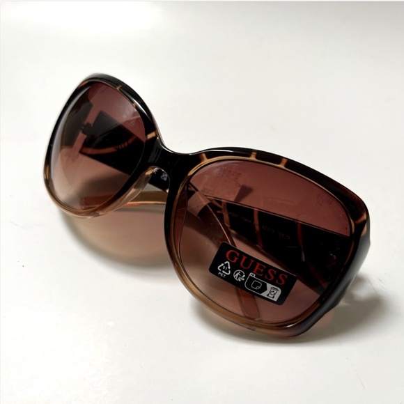 New GUESS Oversized Sunglasses GUF200 Acetate Brown Tortoise Shell main image 7
